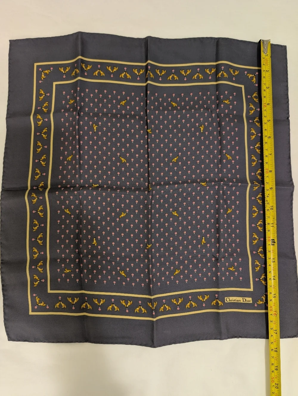 Christian Dior Silk Navy Floral Scarf